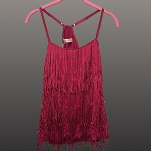 NWT Maroon Fringe Spaghetti Strap Top Sz XS